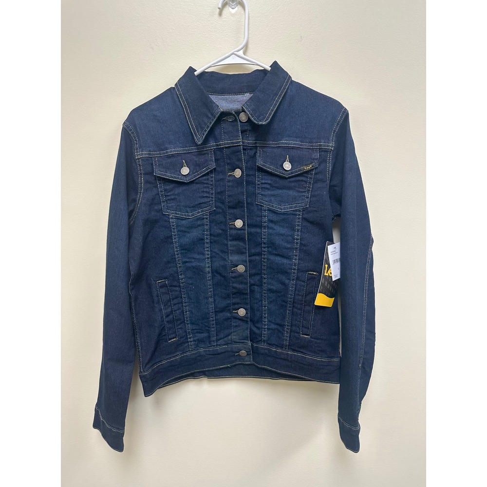 Lee Dark Midnight Denim Jacket L 14/16 Stretch Trucker L933P95 NWT